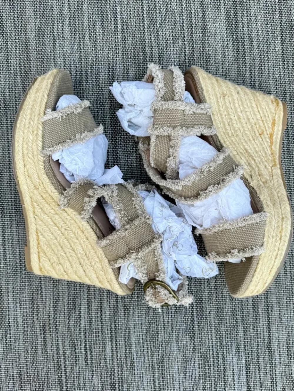 Candies Mimi Espadrille Wedge Sandals Khaki Size 7